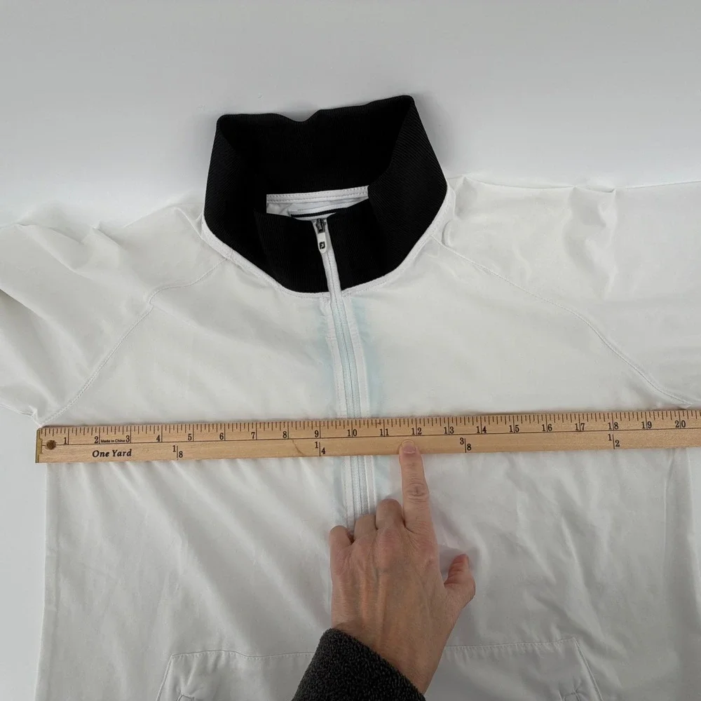 FootJoy FJ Mens White Golf Track Jacket Full Zip Logo Athletic Sportswear Size S
